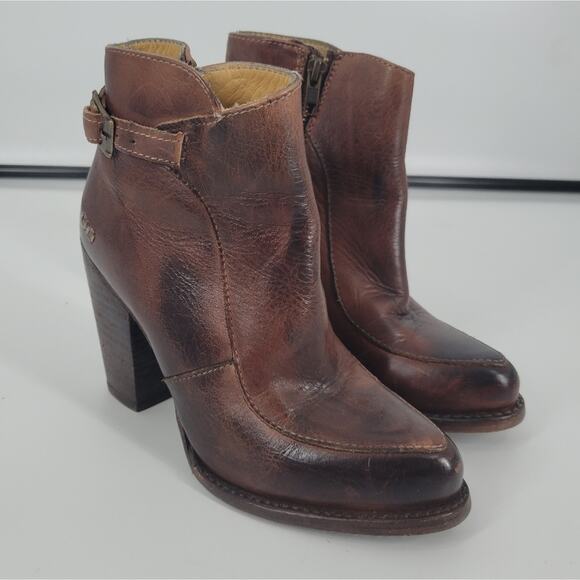 Bed Stu Brown Distressed Heeled Isla Booties 7 - Picture 2 of 14